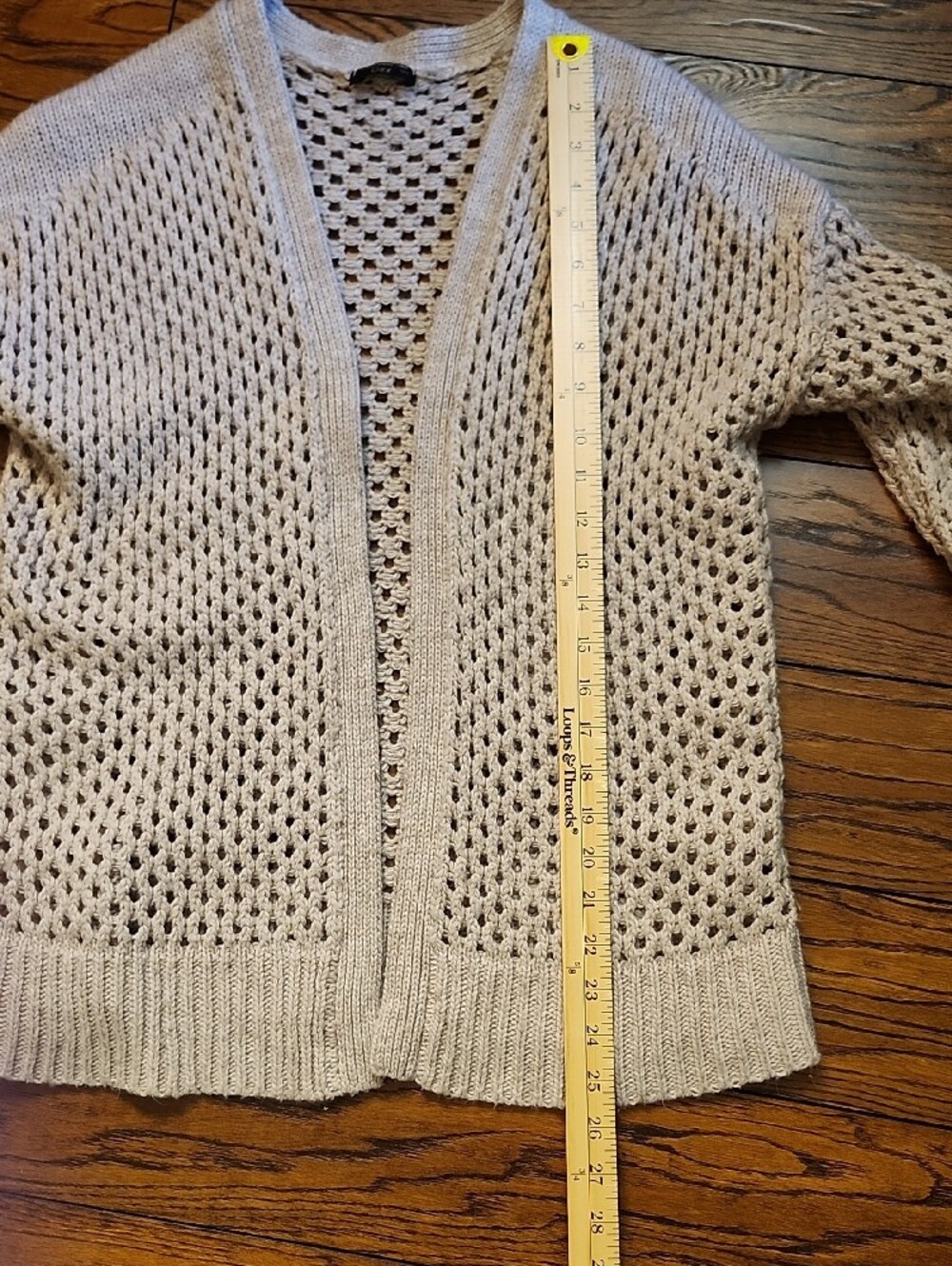 Dex Open Knit Longline Cardigan Sweater Cream Beige Boho Cottagecore Size Small - Picture 6 of 8